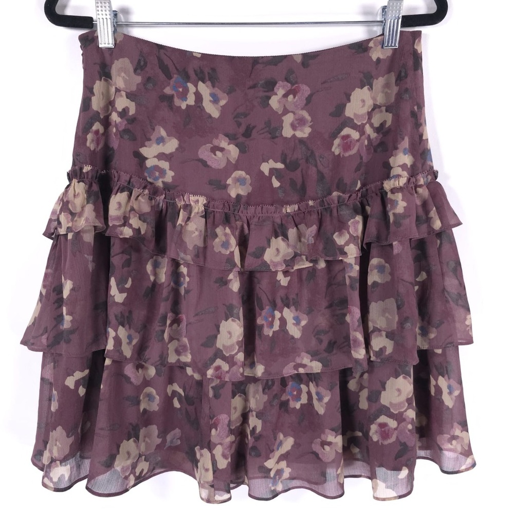 NWT LAUREN RALPH LAUREN Floral Crinkle Georgette Miniskirt Purple Multi Size 8 - Picture 3 of 16
